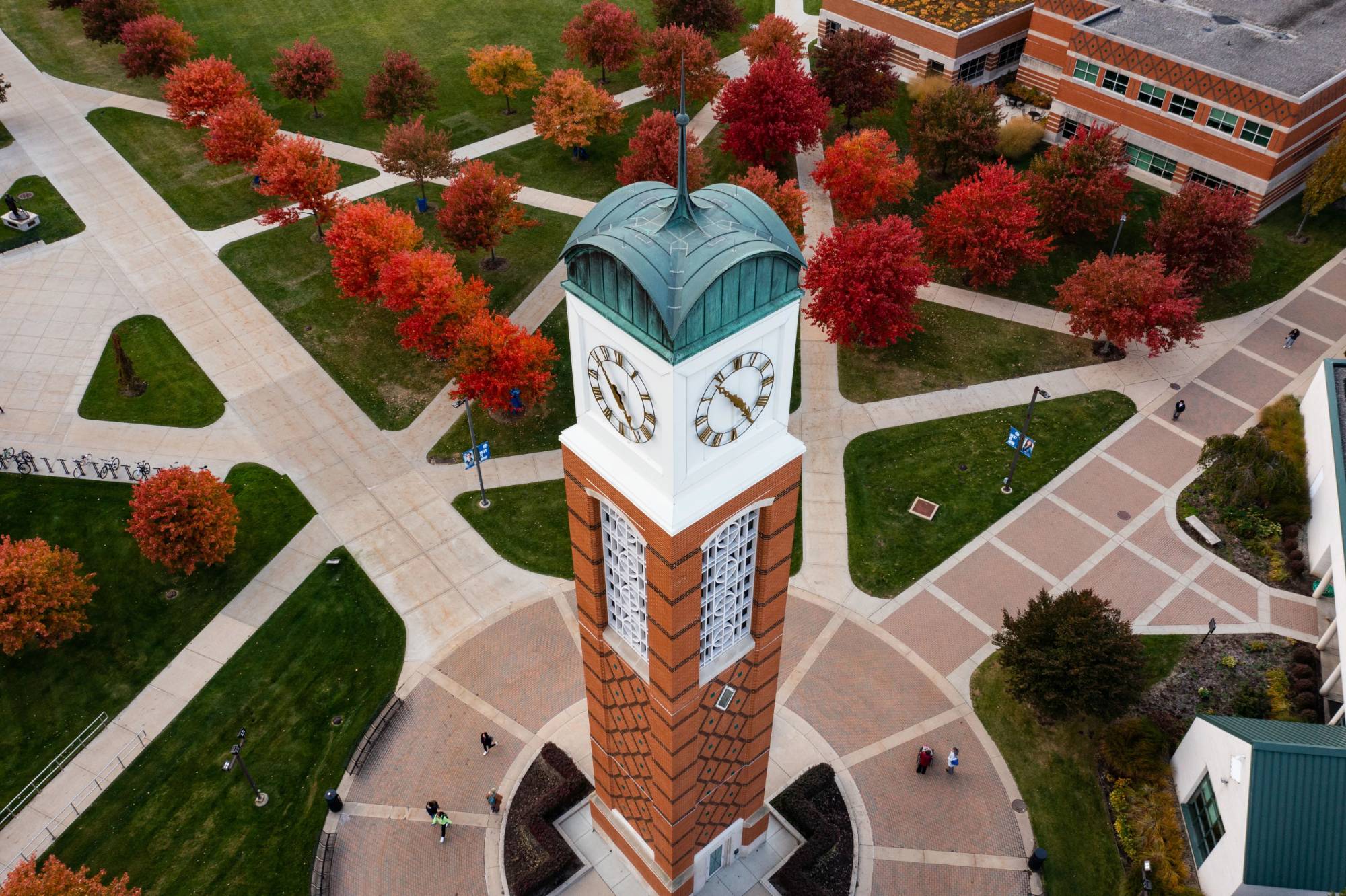 photo of allendale clock tower from above